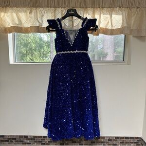 Kids Stunning Blue Sequin Dress 6~8T